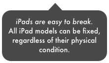 iPads are easy to break. 
All iPad models can be fixed, regardless of their physical condition. 